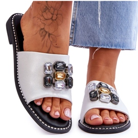 Damtofflor med stenar S.Barski KV-2775-31 Vit-Silver