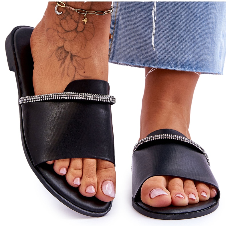 Eleganta platta klackar Svart Termen