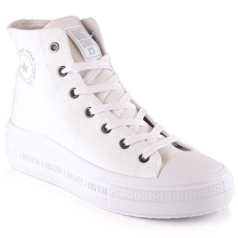 Höga sneakers för kvinnor på plattformen vita Big Star LL274A183