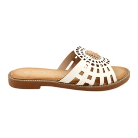 Fashionabla genombrutna flip-flops för kvinnor med zirkoner Filippo DK4621/23 WH White vit