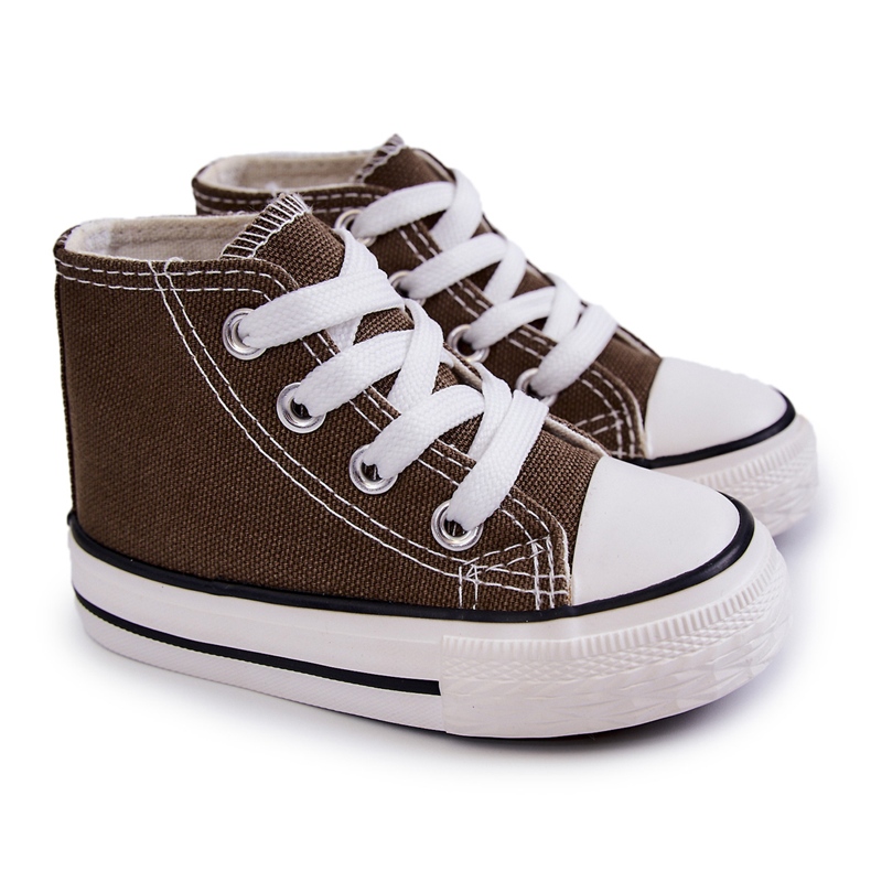 Barns höga gröna-khaki-sneakers