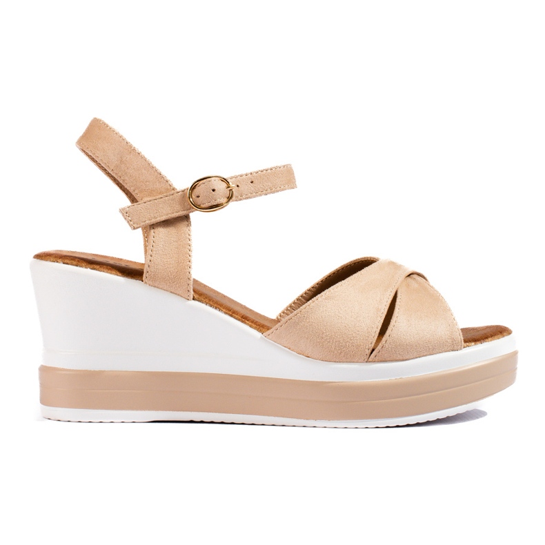 Beige Shelovet kilsandaler för kvinnor