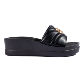 W. Potocki Svarta wedge tofflor dam från Potocki