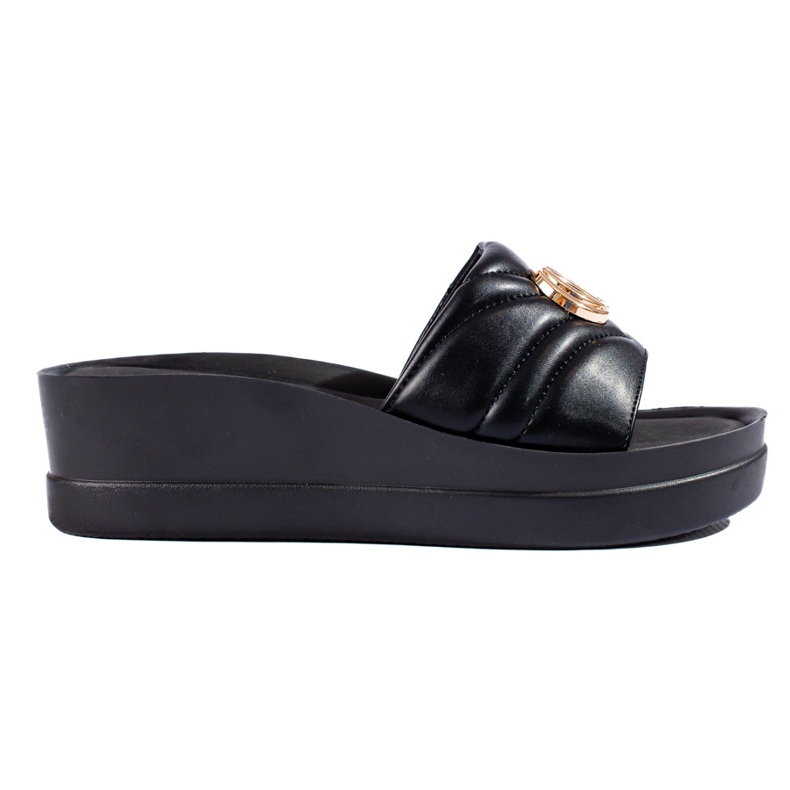 W. Potocki Svarta wedge tofflor dam från Potocki