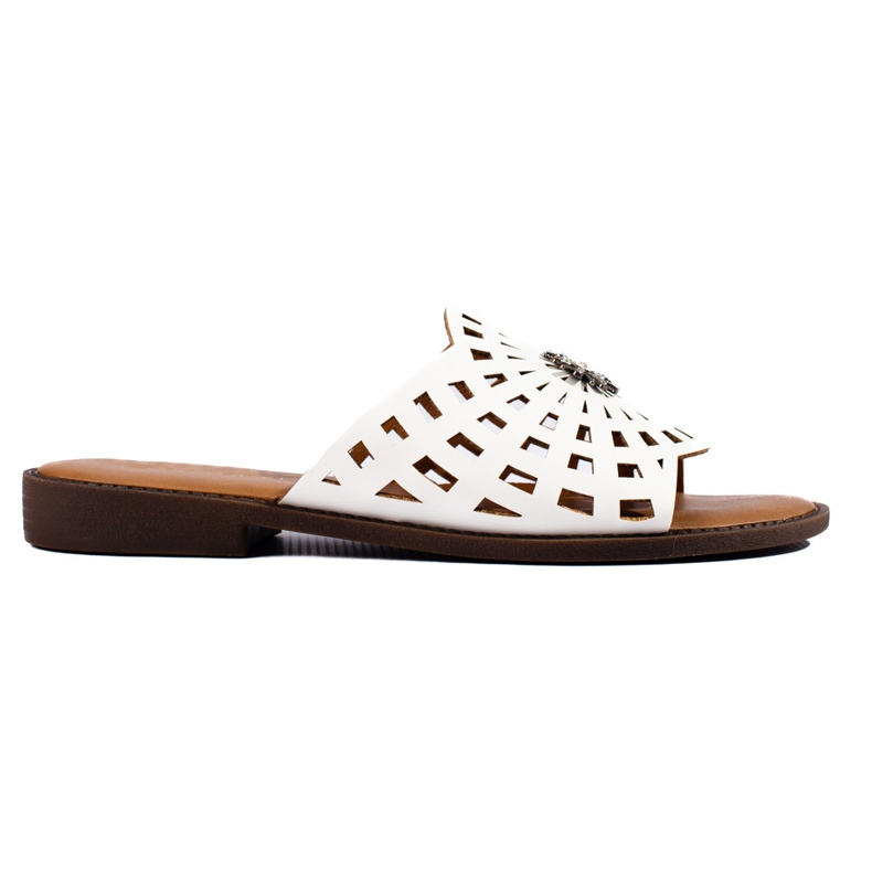 W. Potocki Genombrutna vita tofflor för kvinnor från Potocki