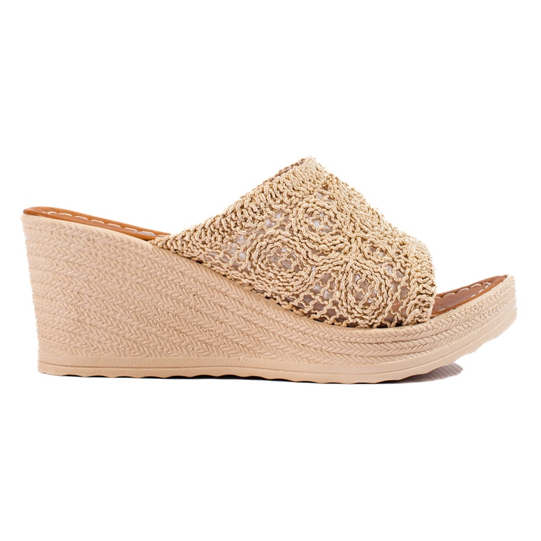 W. Potocki Kilsandaler för kvinnor med genombrutet bälte, beige Potocki