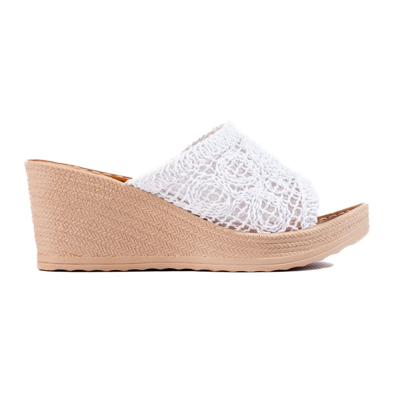 W. Potocki Damtofflor med genombrutet bälte, vit Potocki