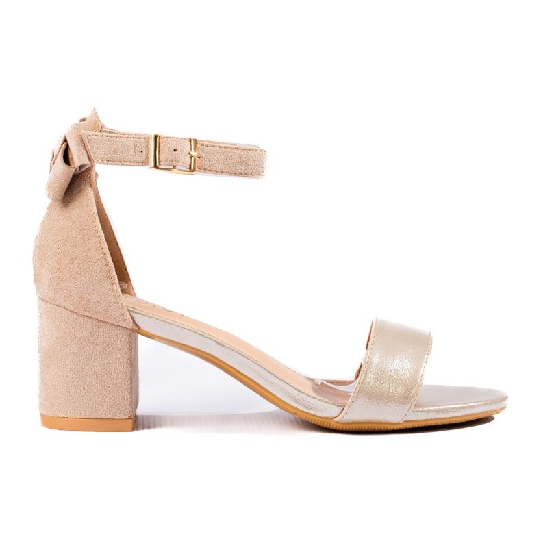 W. Potocki Beige och guld sandaler med rosett från Potocki