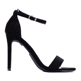 W. Potocki Potocki svart mocka högklackade sandaler