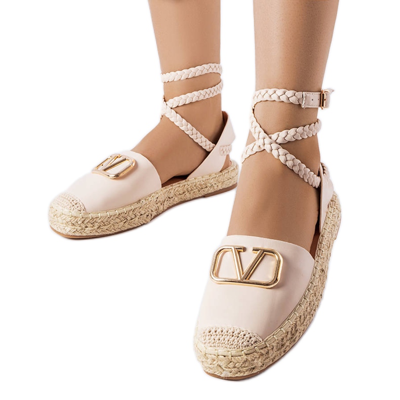 Beige espadrillor med snörning från Parent