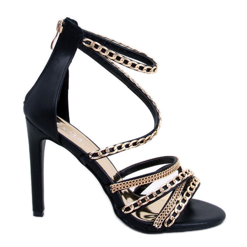 Chester Black Chain Heel Sandaler svart