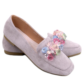 Deley Grey loafers med pärlor grå