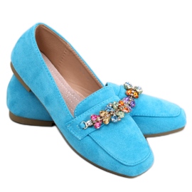 Davitian Blue cubic zirconia loafers blå