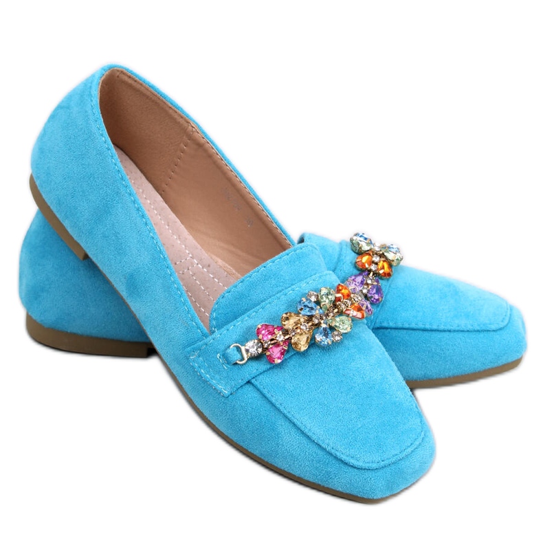 Davitian Blue cubic zirconia loafers blå