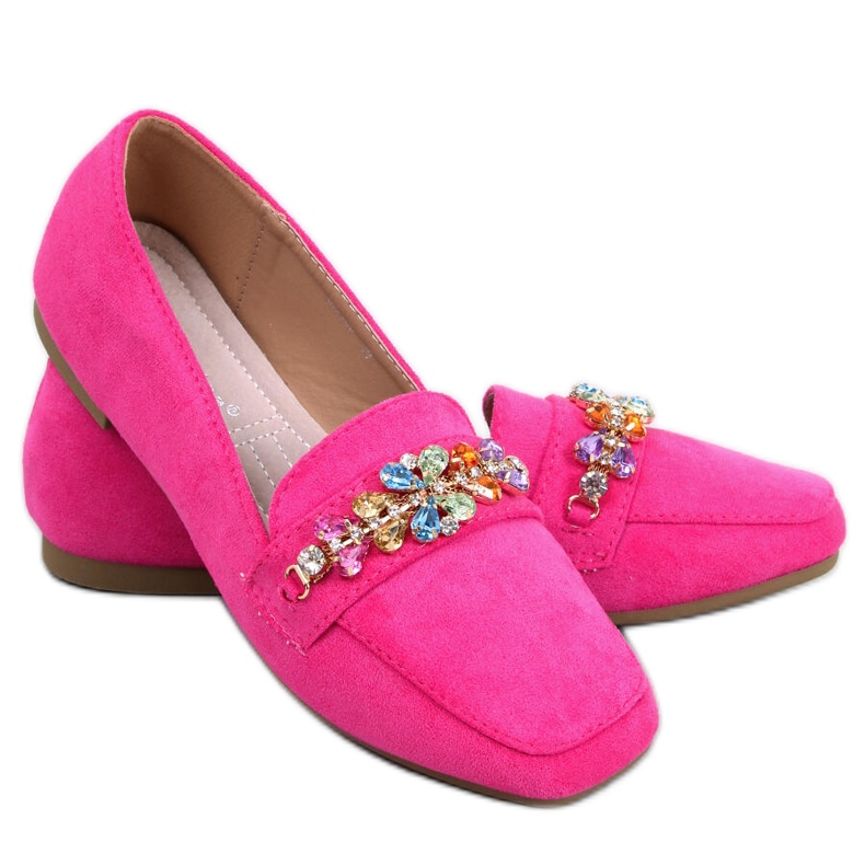 Davitian Rhinestone Loafers Fuchsia rosa