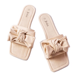 BM Beige eleganta sliders med rosett från Thériault