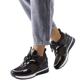 Venezia Svarta och guldiga sneakers från Vincez