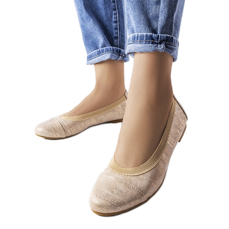 Beige metallic ballerinor från Crummit