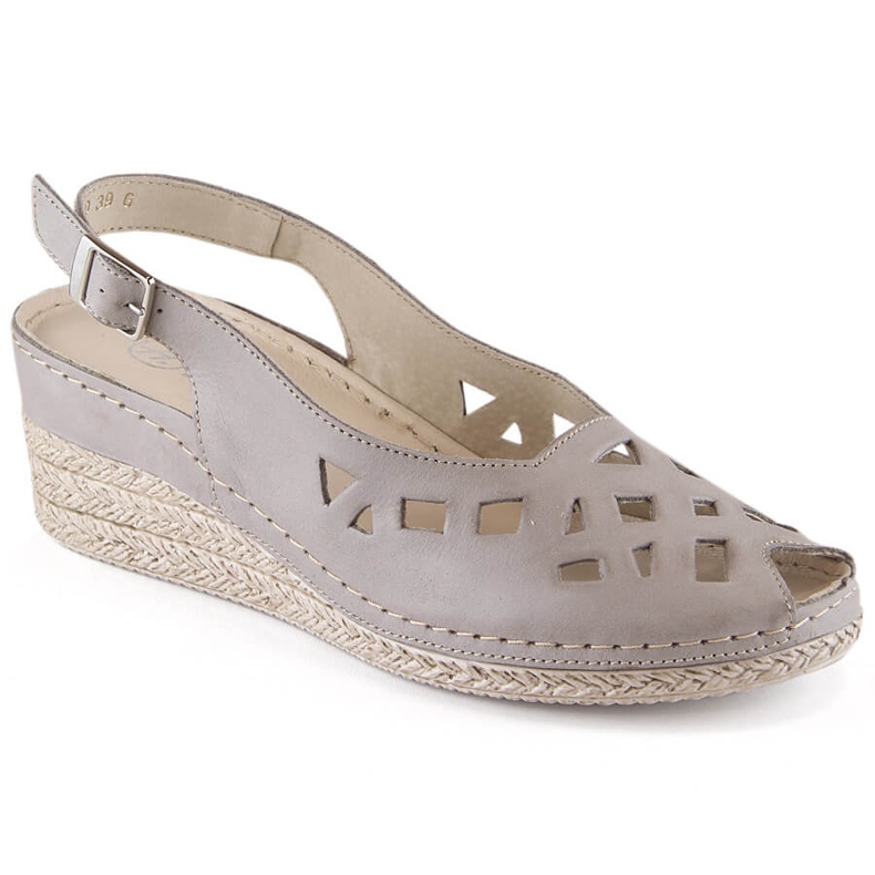 Bekväma damsandaler i läder grå Helios 110-33