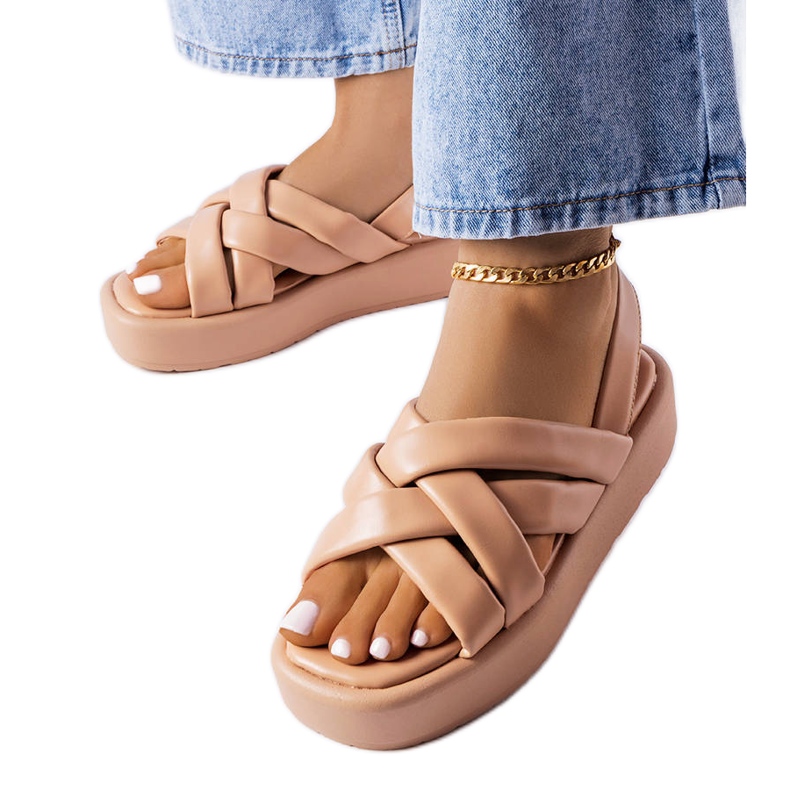 Ljusbruna Horseshoe plattformsandaler