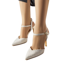 Gallia guld glittrande rutiga klackar gyllene