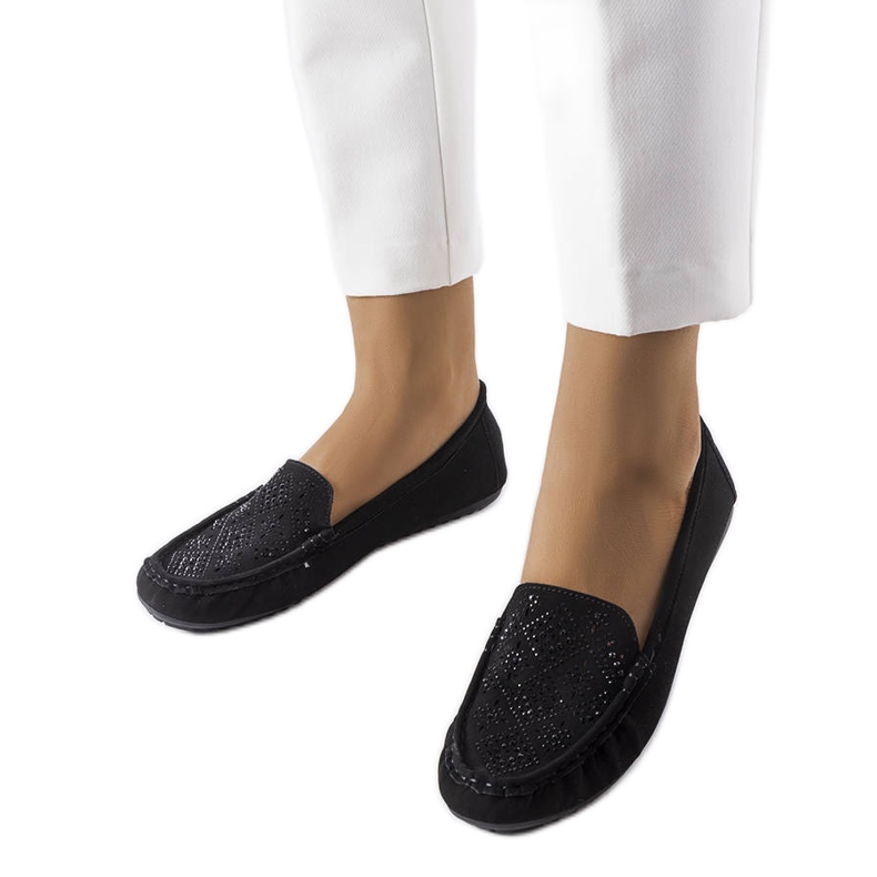 Svarta loafers dekorerade med Gamache strass