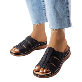 Jersey svarta wedge sliders