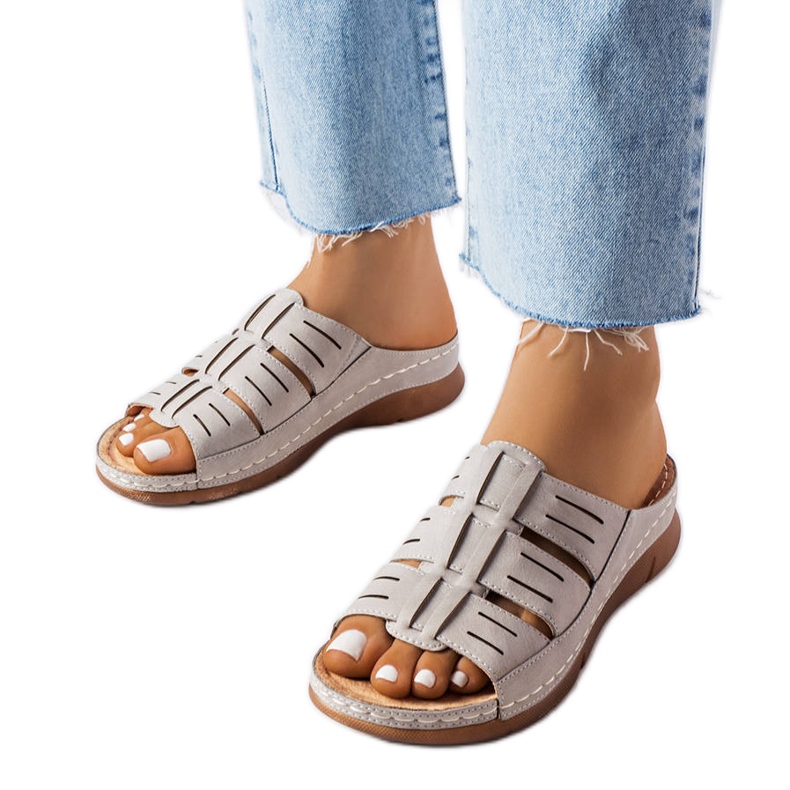 Grå Jersey wedge sliders