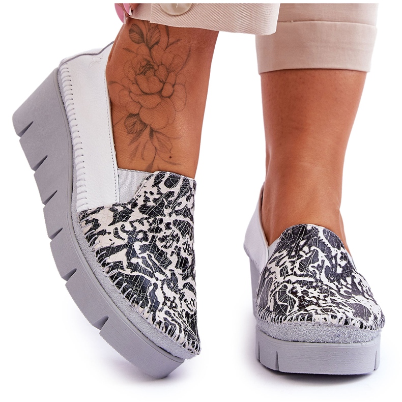 Läder Wedge Sneakers Maciejka 5814A-11 Vit-Svart