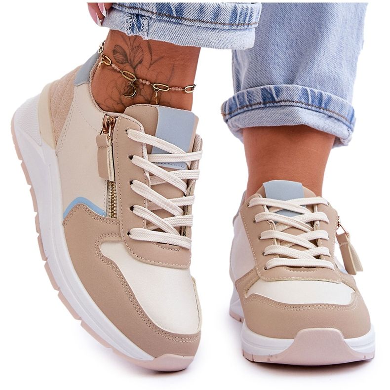 PG1 Damsportskor med dragkedja Beige Larisa