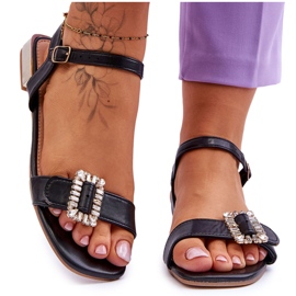 Platta sandaler med guldklackar Svart Mindley