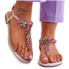 Mocka flip flops med stenar beige frency