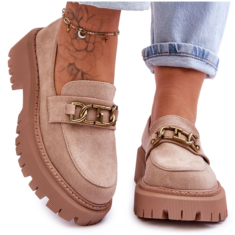 Loafers i mocka för kvinnor Beige Larey