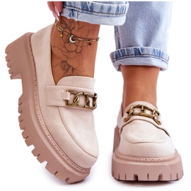 Platform Loafers i mocka för kvinnor Ljusbeige Larey