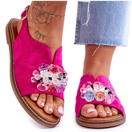 Vinceza Fuchsia Mersea stenade mockasandaler för kvinnor rosa