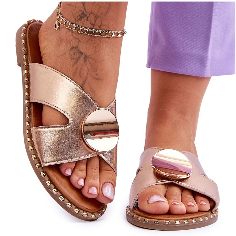 Vinceza Golden Kenley platta klackar för kvinnor gyllene