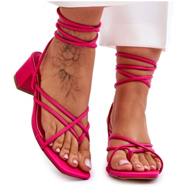 Knytna sandaler Rosa höga klackar Secret Love