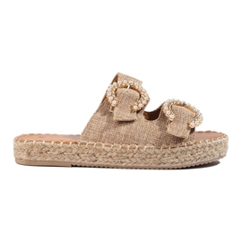 Beige Shelovet-tofflor med spänne för kvinnor