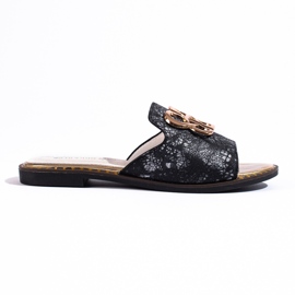 Rosa flip-flops för kvinnor med gulddekor från Shelovet svart