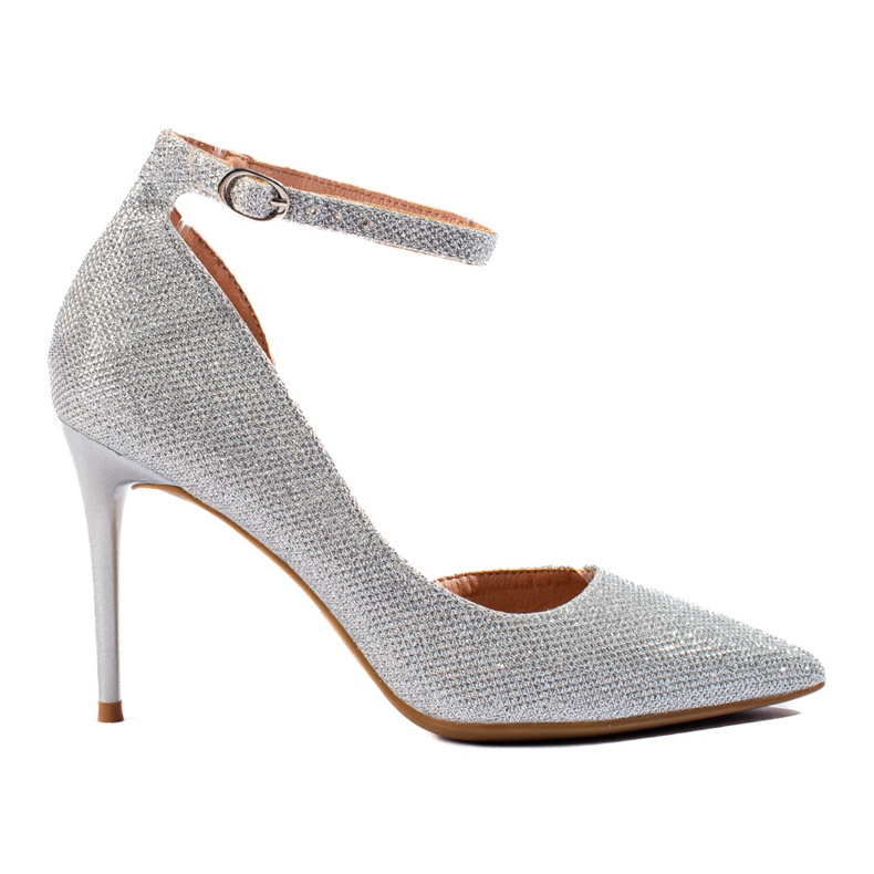 Glittrande silver Shelovet pumps med stilettklack för kvinnor silver-