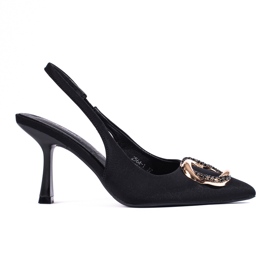 Svarta mocka pumps med öppen klack från Shelovet