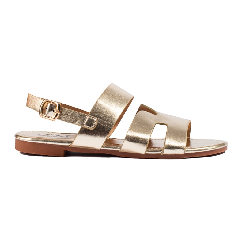 Shelovet platta sandaler i guld gyllene