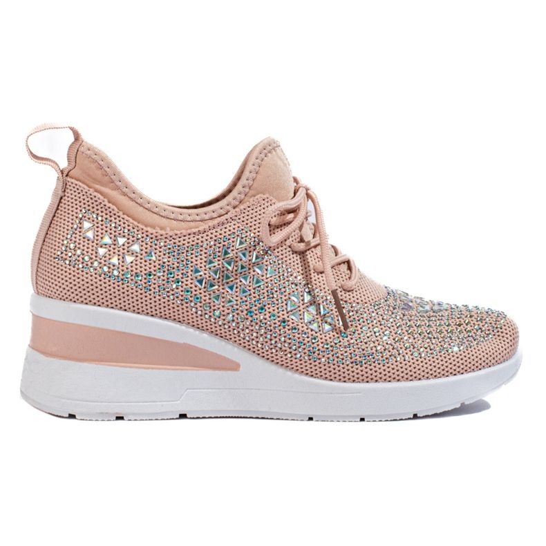 Shelovet rosa textil wedge sneakers