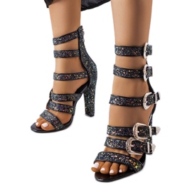 Svarta glittriga höga sandaler från Walnut