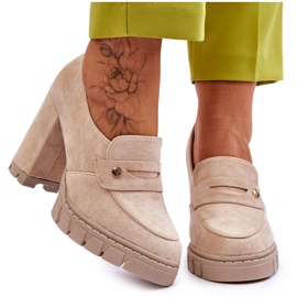 Vinceza Elegant mocka högklackat Beige Mintore