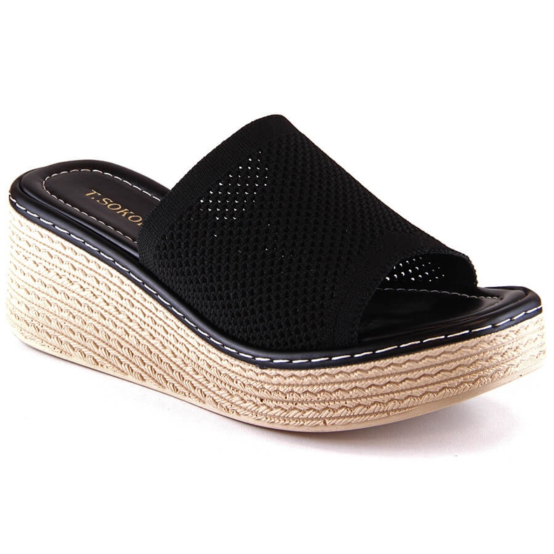 Svarta wedge tofflor för kvinnor T.Sokolski MU100