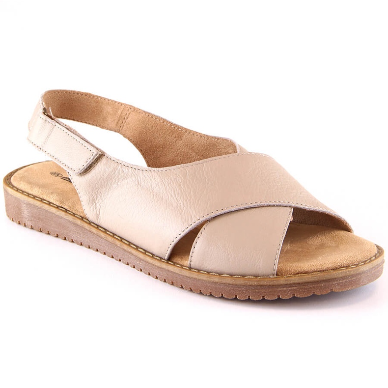 T.Sokolski Muya 422213 beige lädersandaler med kardborre