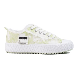 Plattformssneakers vita och gröna Shelovet