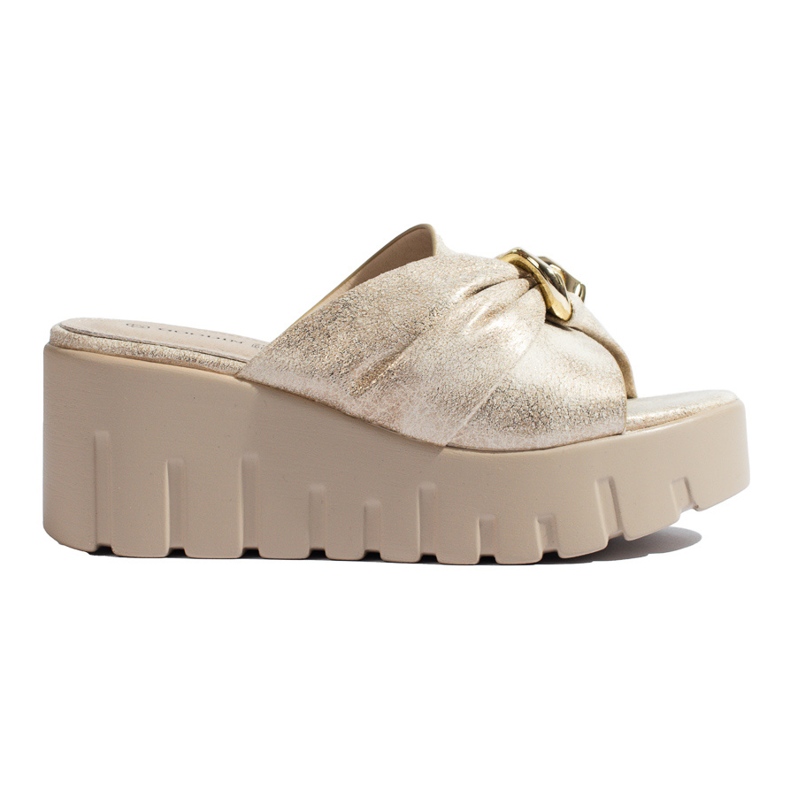 Shelovet-tofflor i guld för kvinnor gyllene