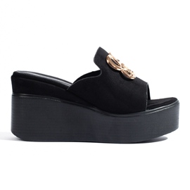 Shelovet tofflor i svart mocka